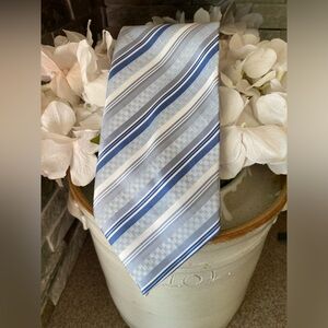 Giorgio Armani Blue and Gray Striped Tie